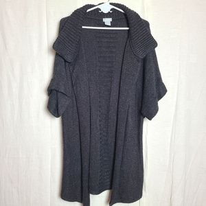 Joe Fresh Women's XL Cardigan Brown Gray Chunky Shawl Neck Short Dolman Sleeves